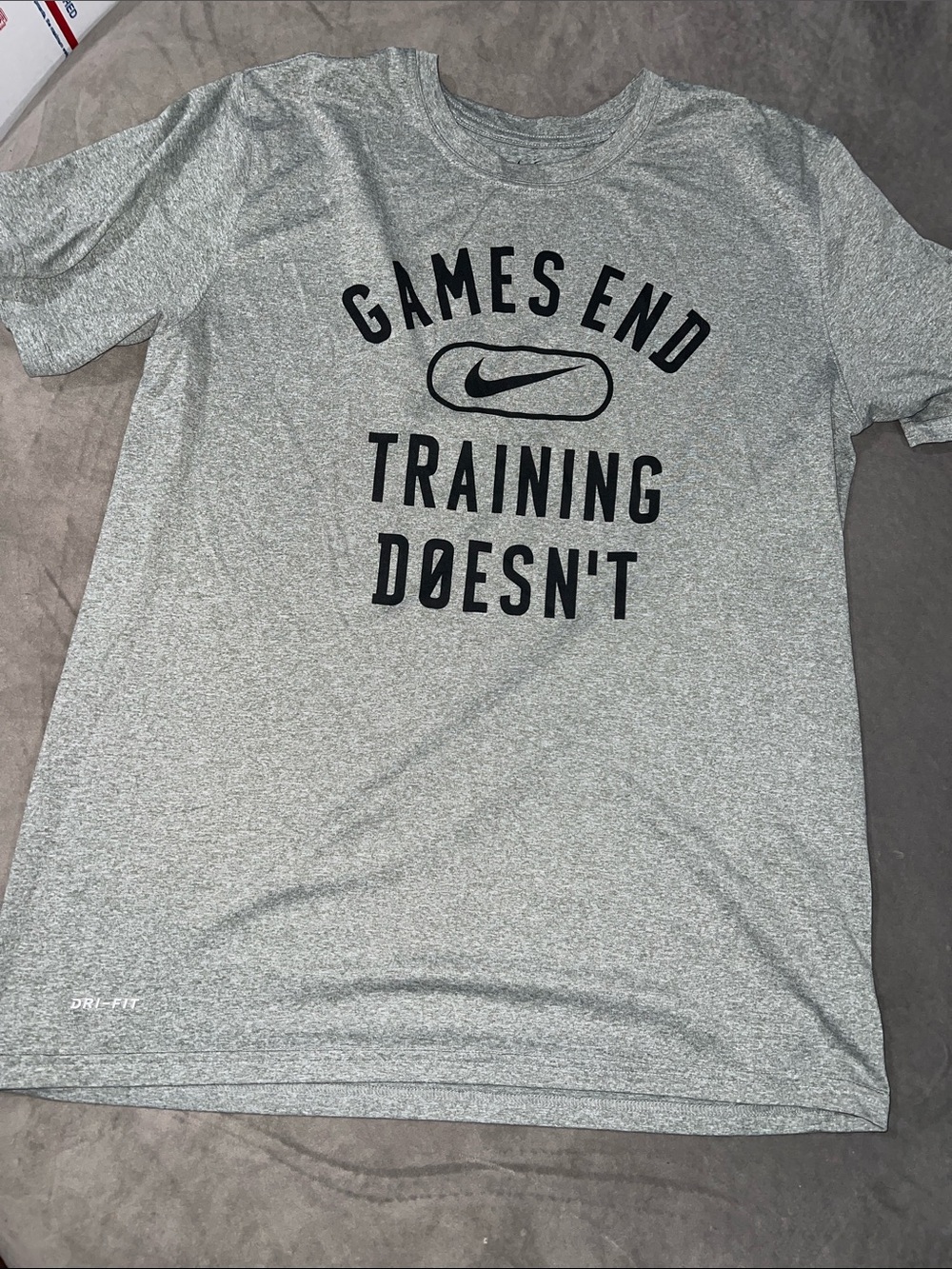 Nike Heather Gray Training Tee with Black Graphic